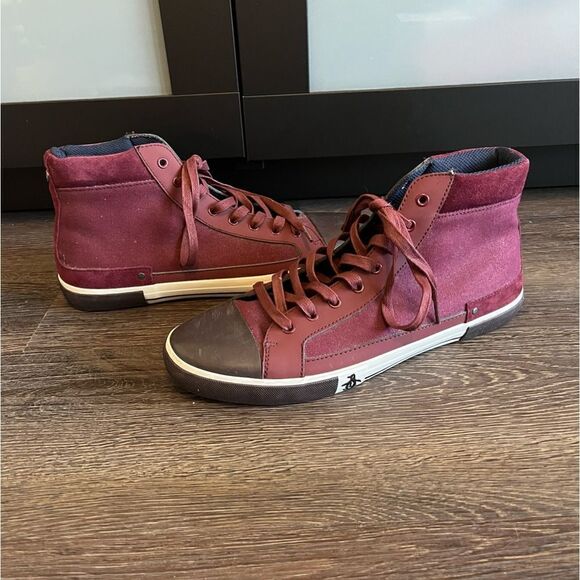 Original Penguin Men's Burgundy Lane Canvas High-Top Court Sneakers - Picture 1 of 12